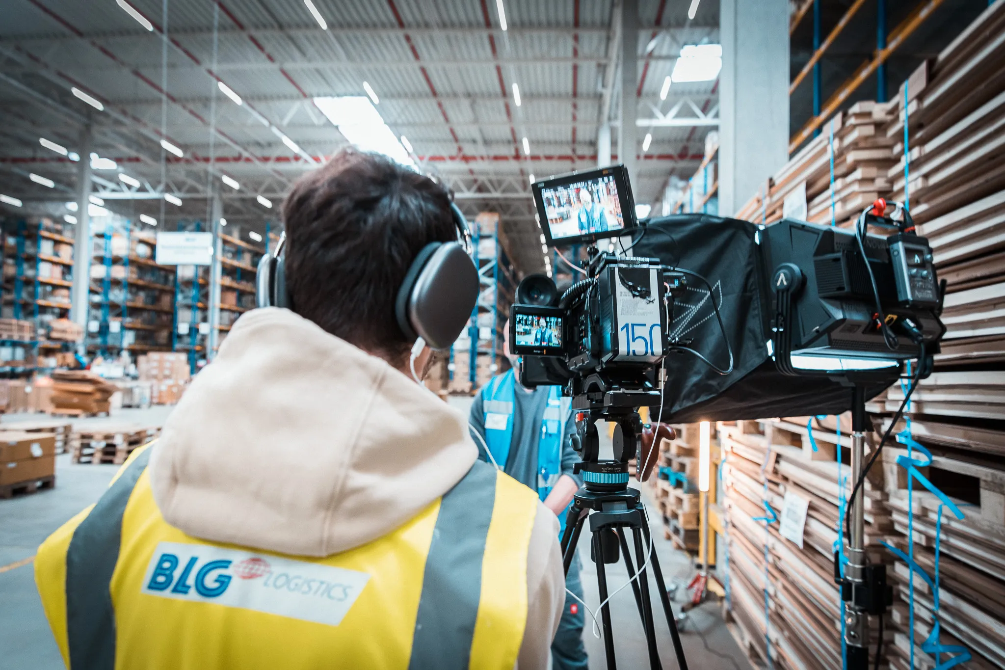 Mitarbeiter-Interview bei Industriekunden vor Kino-Optik