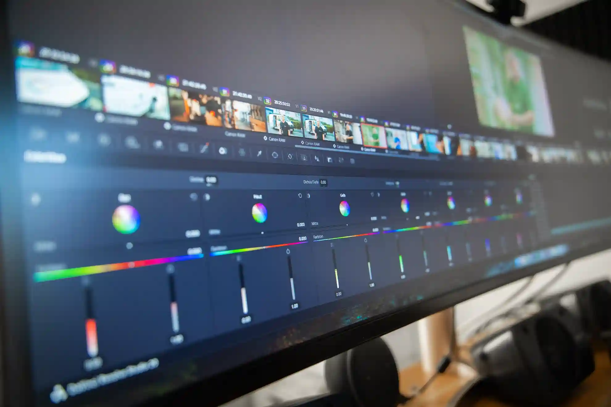 Videoschnitt und Color-Grading am CreativCube-Schnittplatz